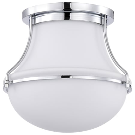 Nuvo Valdora 1-Light Flush Mount 10 in. Polished Nickel White Opal Glass 60/7870